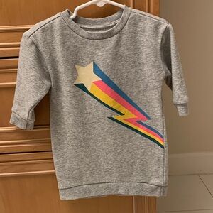 Gymboree Gray Sweatshirt Dress with Vintage Style Star and Rainbow Bolt